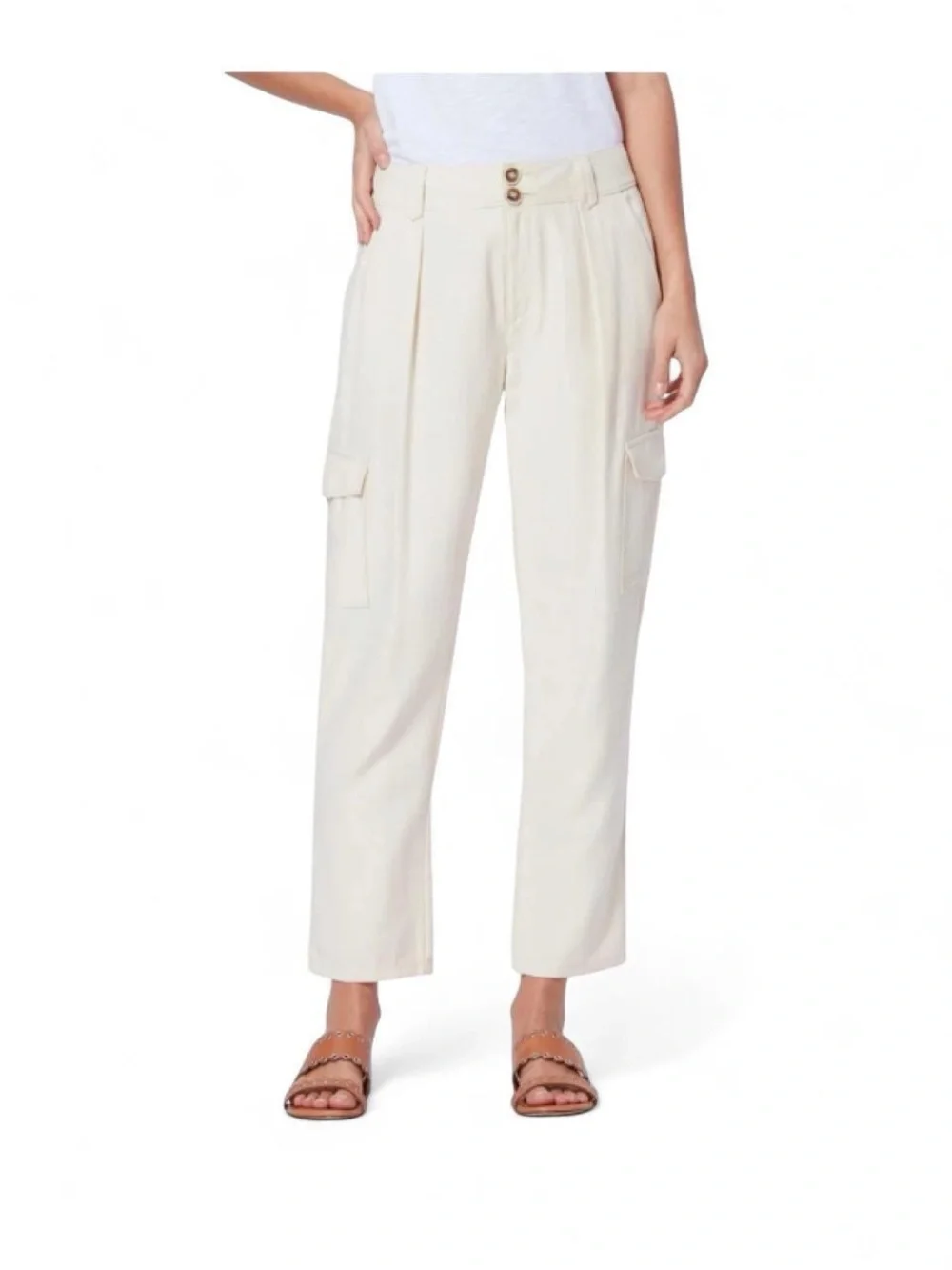 PAIGE Tapered Cream/Birch Cargo Pants